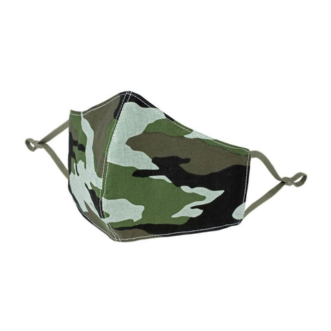 Green Camouflage Print Cotton Face Mask.