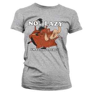 Women's Lion King Pumbaa Not Lazy Fitted T-Shirt.