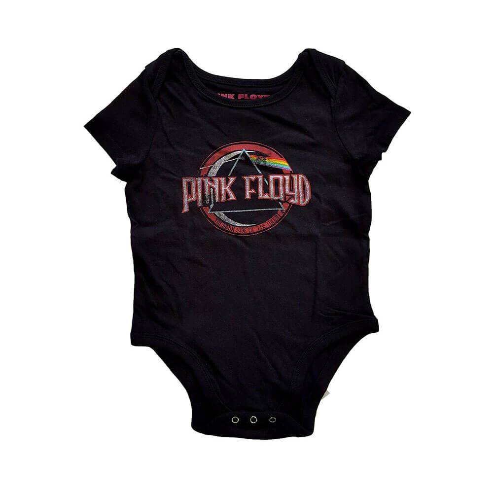 Pink Floyd Dark Side of the Moon Distressed Black Babygrow.