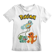 Load image into Gallery viewer, Children&#39;s Pokemon Original Trio Characters White T-Shirt.