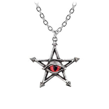 Load image into Gallery viewer, Alchemy Gothic Red Curse Pentagram Pewter Pendant.