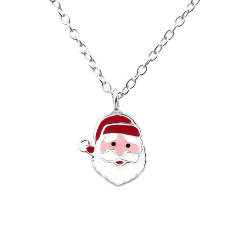 Children's Sterling Silver Santa Claus Necklace.