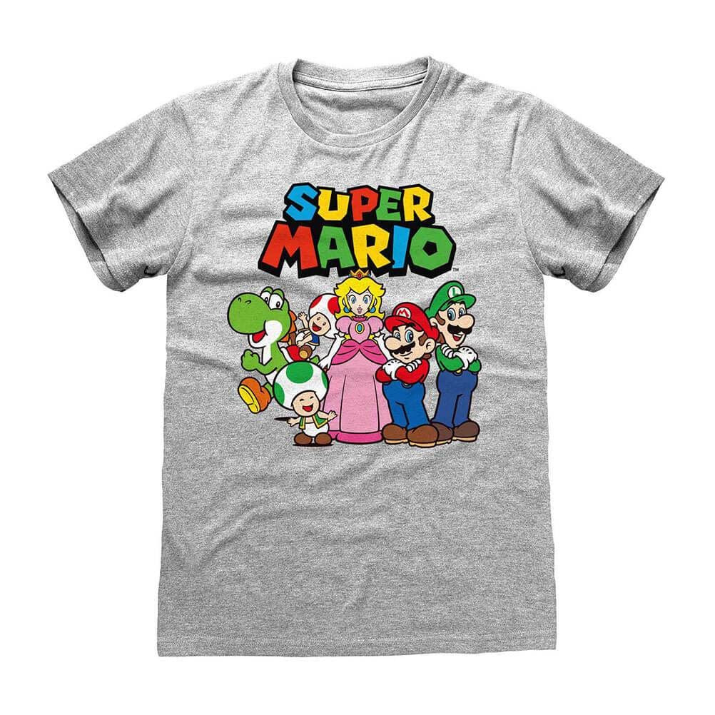 Super Mario Vintage Group Grey Crew Neck T-Shirt.