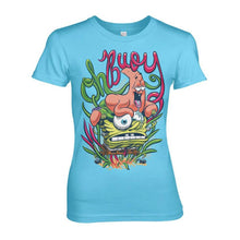 Load image into Gallery viewer, Women&#39;s SpongeBob SquarePants &#39;oh buoy&#39; Blue Fitted T-Shirt.