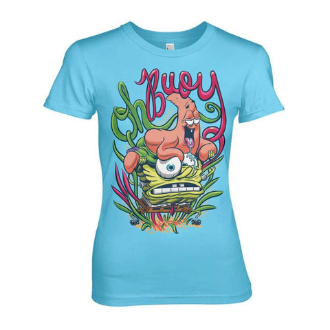 Women's SpongeBob SquarePants 'oh buoy' Blue Fitted T-Shirt.
