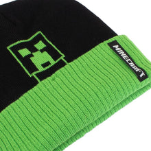 Load image into Gallery viewer, Minecraft Creeper Black Knitted Beanie Hat.