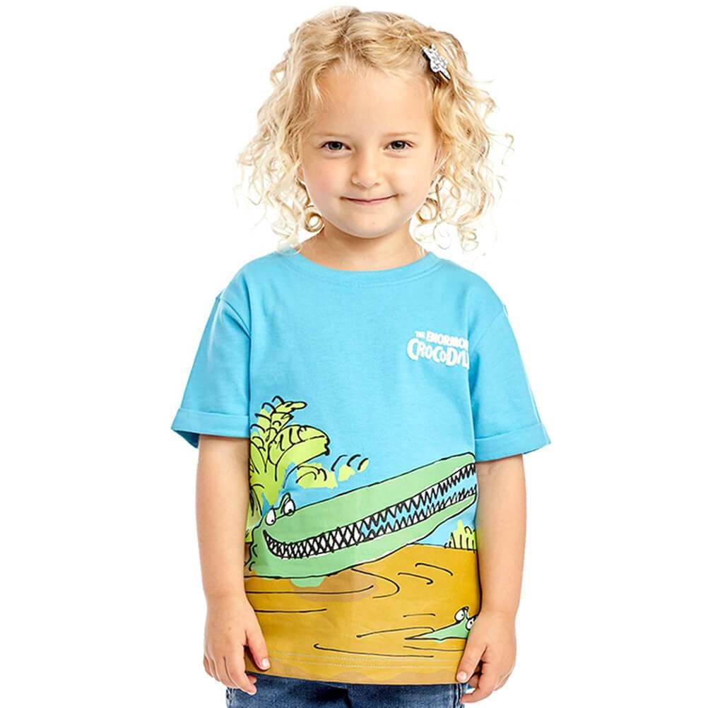 Children's Roald Dahl The Enormous Crocodile Blue T-Shirt.
