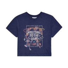 Load image into Gallery viewer, Women&#39;s Space Jam &#39;Welcome to the Jam&#39; Navy Crop Top.