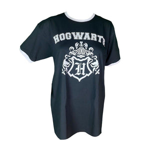Women's Harry Potter Hogwarts Crest Black Ringer T-Shirt.
