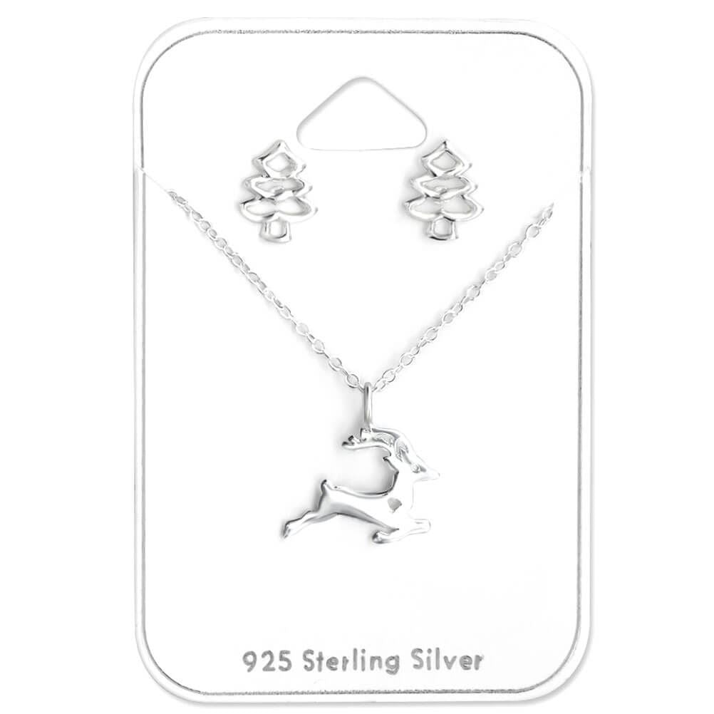 Christmas Sterling Silver Earrings and Necklace Set.