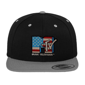 MTV America Flag Premium Black Snapback Cap