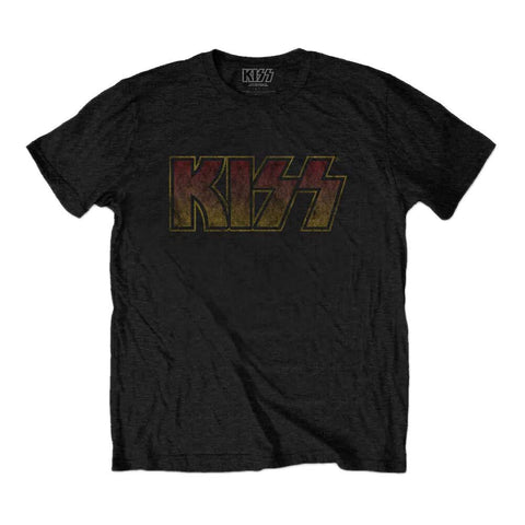 Men's KISS Vintage Logo Black Crew Neck T-Shirt.