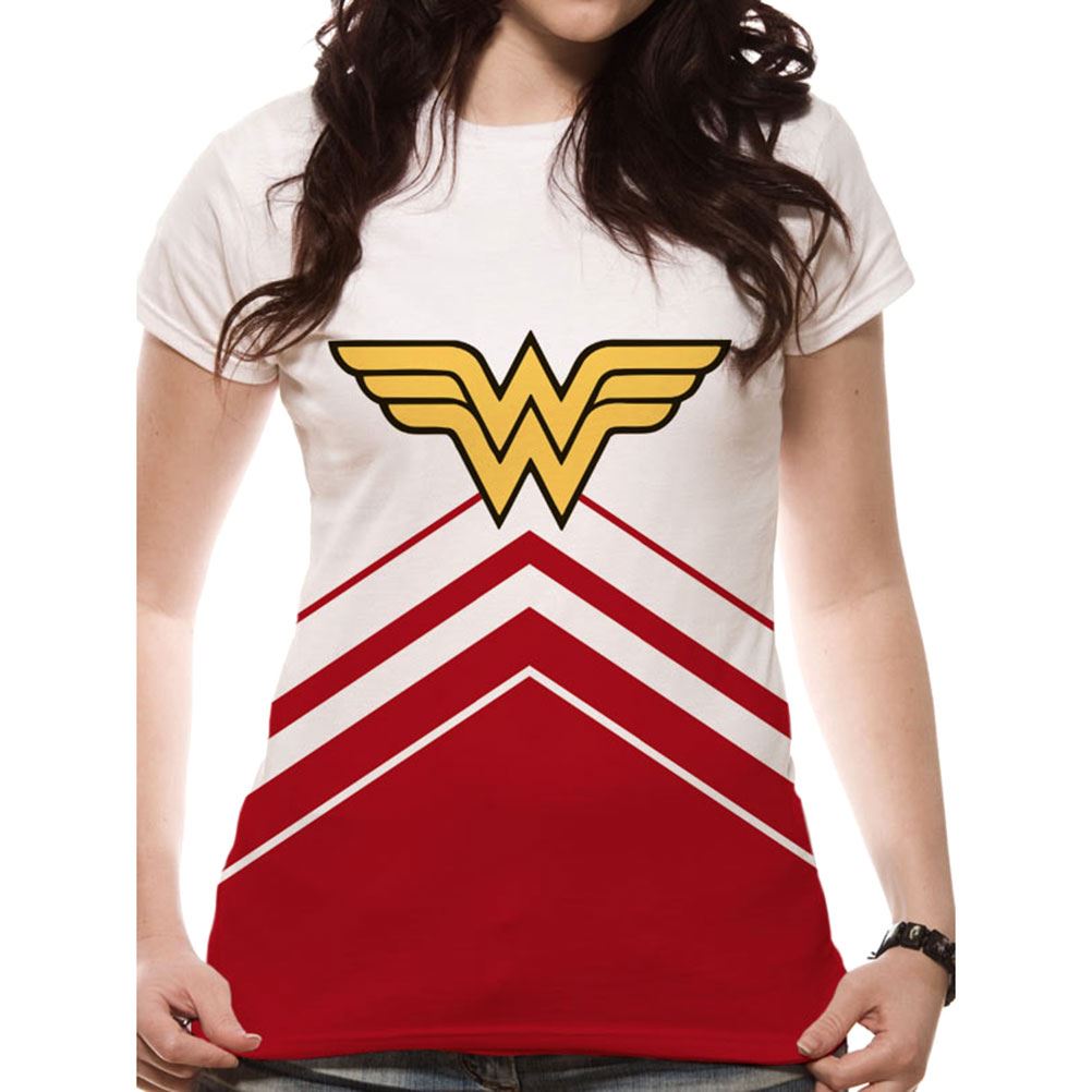 Women's Wonder Woman Logo Cheerleader Fitted T-Shirt