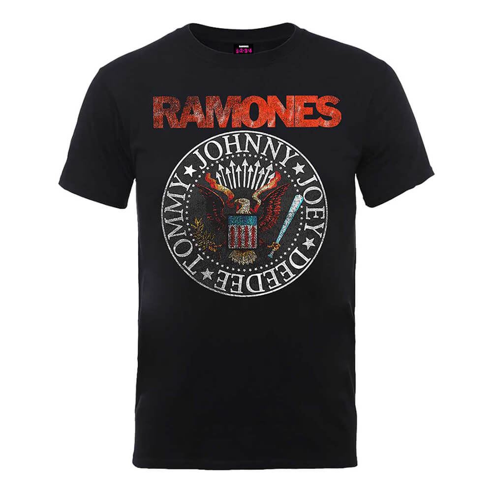 Men's The Ramones Vintage Eagle Seal Black T-Shirt.