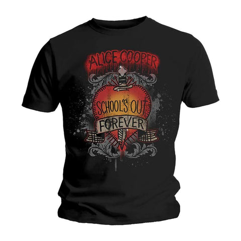 Men's Alice Cooper School's Out Dagger Distressed Black T-Shirt.