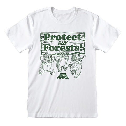 Star Wars Ewoks Protect Our Forests! White T-Shirt.