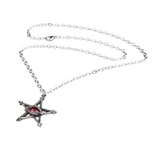Load image into Gallery viewer, Alchemy Gothic Red Curse Pentagram Pewter Pendant.