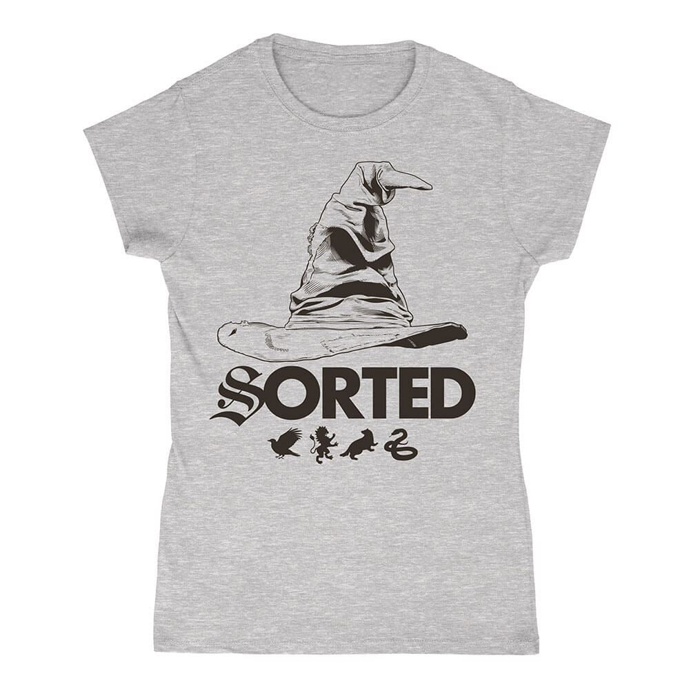 Women's Harry Potter Sorting Hat Grey Fitted T-Shirt.