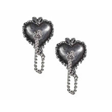 Load image into Gallery viewer, Alchemy Gothic Witches Heart Pewter Ear Studs.