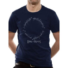 Load image into Gallery viewer, Men&#39;s Lord of the Rings Runes and Logo Navy Blue T-Shirt.