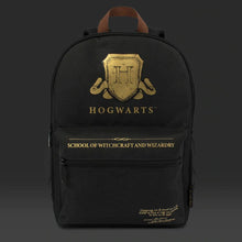Load image into Gallery viewer, Harry Potter Hogwarts Shield Black Backpack.