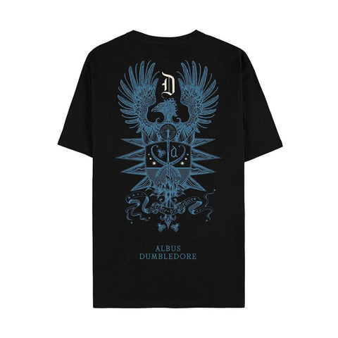 Fantastic Beasts Dumbledore Family Crest Black Crew Neck T-Shirt.