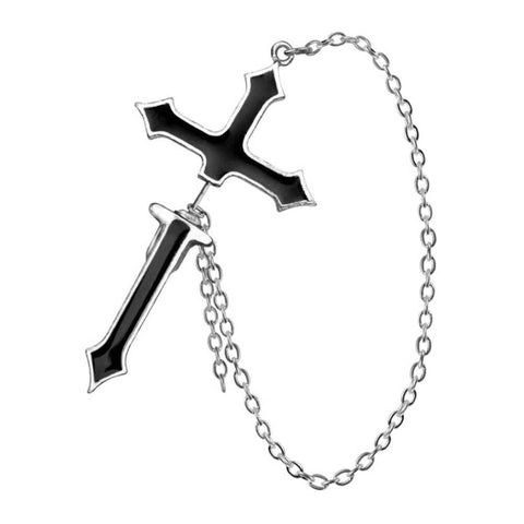 Alchemy Gothic Impalare Cross Chain Earring.