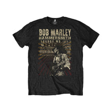 Load image into Gallery viewer, Men&#39;s Bob Marley Hammersmith 1976 Poster Black Eco T-Shirt.