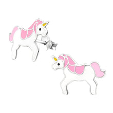 Load image into Gallery viewer, Sterling Silver Unicorn Studded Earrings