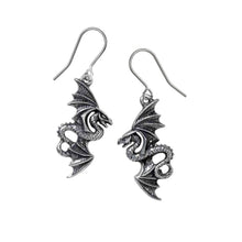 Load image into Gallery viewer, Alchemy Gothic Flight of Airus Pewter Drop Earrings.