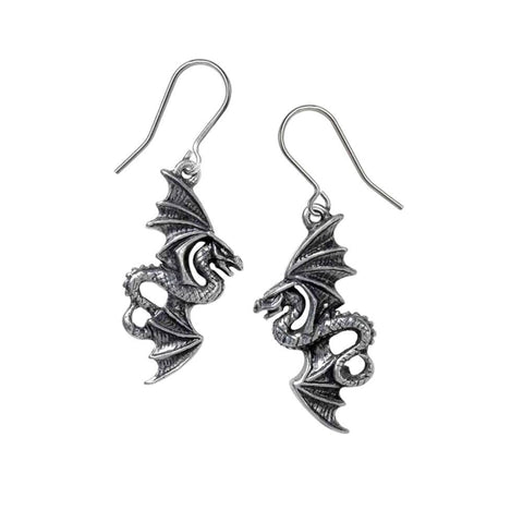 Alchemy Gothic Flight of Airus Pewter Drop Earrings.
